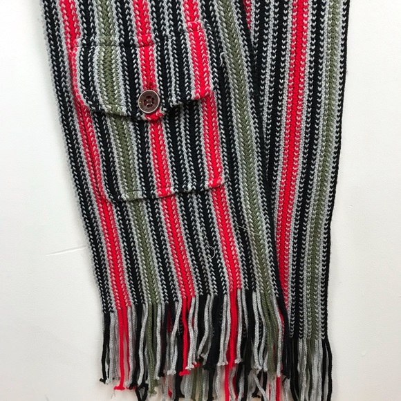 Vibrant colored scarf w/ small button pocket. - Picture 2 of 4